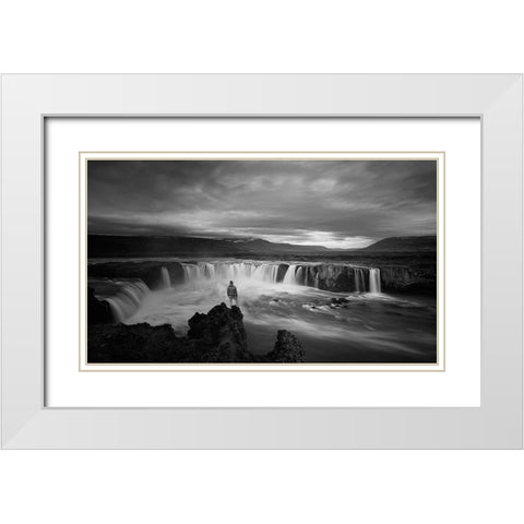 Godafoss White Modern Wood Framed Art Print with Double Matting by Guo, David
