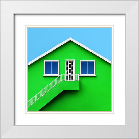 Green House White Modern Wood Framed Art Print with Double Matting by Novillo, Alfonso