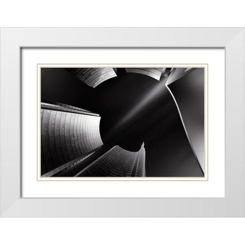 Metal Milan Downtown White Modern Wood Framed Art Print with Double Matting by Parejo, Jose