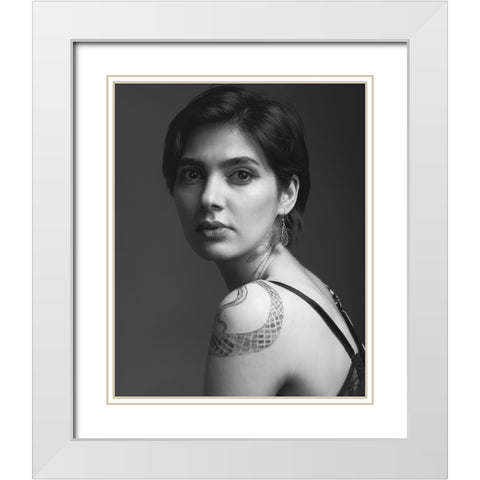 Maria White Modern Wood Framed Art Print with Double Matting by Shiki, Shizuo