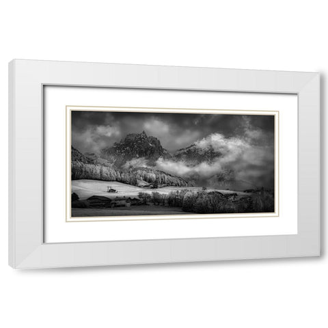 Foothills White Modern Wood Framed Art Print with Double Matting by Zeng, Kenneth
