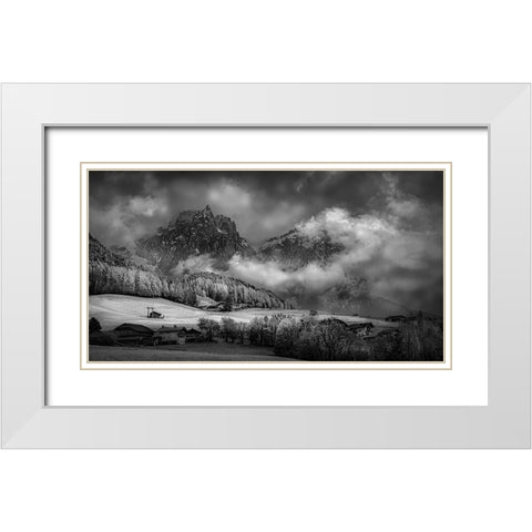 Foothills White Modern Wood Framed Art Print with Double Matting by Zeng, Kenneth