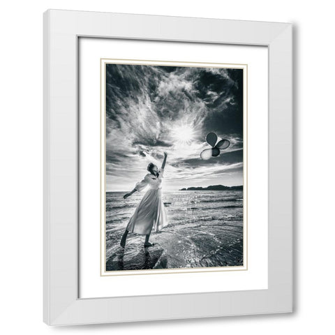 Release The Balloons White Modern Wood Framed Art Print with Double Matting by Iino, Ken-Ichi