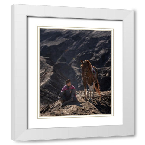 Waiting White Modern Wood Framed Art Print with Double Matting by Mikael, Fira