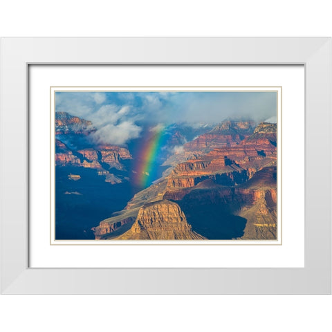 Rainbow Over Grand Canyon White Modern Wood Framed Art Print with Double Matting by Xu, Kevin