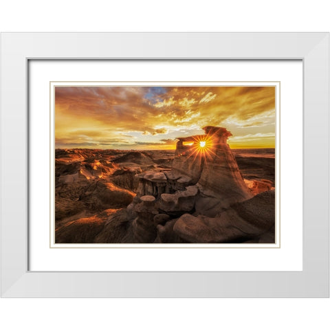 Bisti Badlands at Sunset White Modern Wood Framed Art Print with Double Matting by Z, Leechee