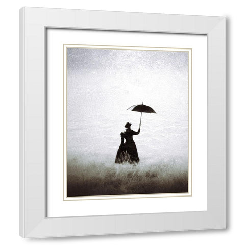 Porque te vas White Modern Wood Framed Art Print with Double Matting by Aurelian