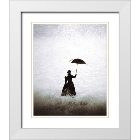 Porque te vas White Modern Wood Framed Art Print with Double Matting by Aurelian