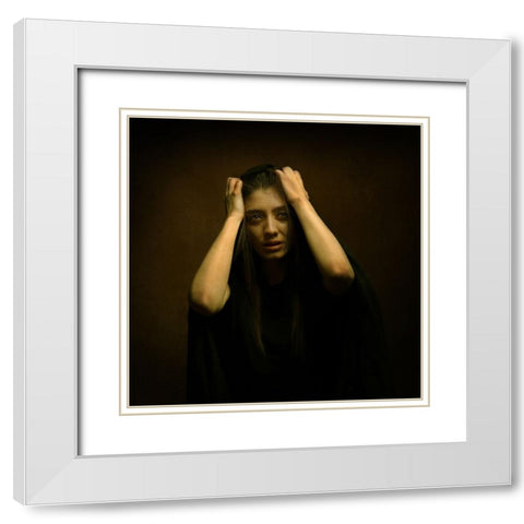 Persian Girl White Modern Wood Framed Art Print with Double Matting by Hasheminasab, Moein
