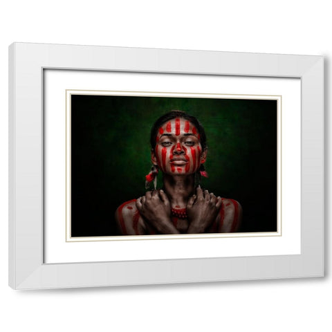 A Tribal Woman White Modern Wood Framed Art Print with Double Matting by Bhattacharyya, Partha