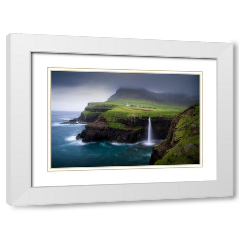 Waterfall White Modern Wood Framed Art Print with Double Matting by Zhang, Dennis