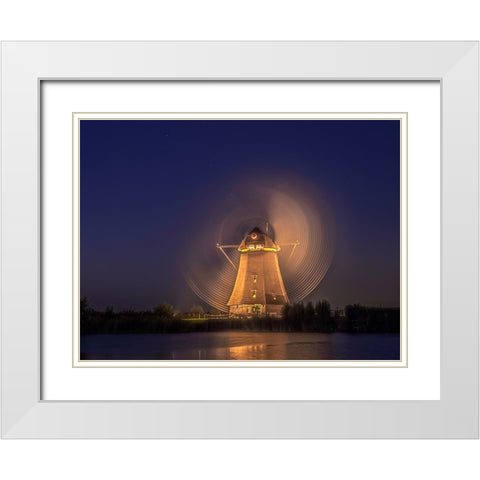 Turning Around White Modern Wood Framed Art Print with Double Matting by Goossens, Henk