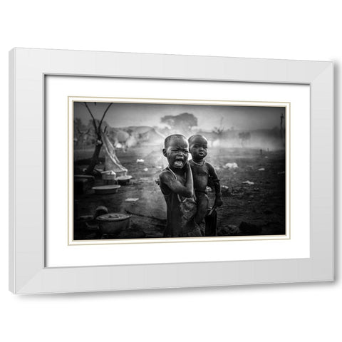Crying Child Mundari-South Sudan White Modern Wood Framed Art Print with Double Matting by Yosifov, Svetlin