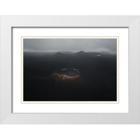 Crater White Modern Wood Framed Art Print with Double Matting by Bian, James