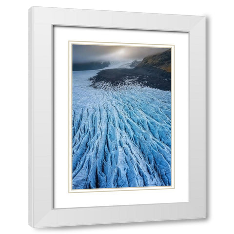Svasnafellsjapkull Glacier In Iceland II White Modern Wood Framed Art Print with Double Matting by Lopez, Bartolome