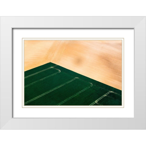 Green Field White Modern Wood Framed Art Print with Double Matting by Prioteasa, Sebastian
