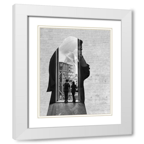 Project Double Exposure 04 White Modern Wood Framed Art Print with Double Matting by Agius, Martin