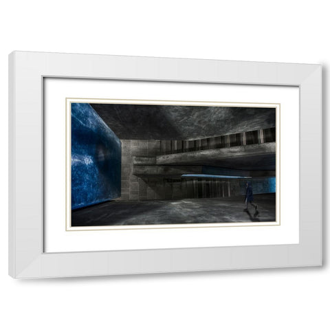Blue Attraction White Modern Wood Framed Art Print with Double Matting by Van Son, Greetje