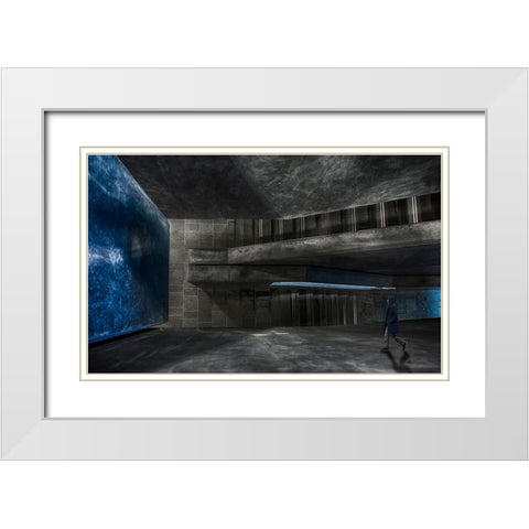 Blue Attraction White Modern Wood Framed Art Print with Double Matting by Van Son, Greetje