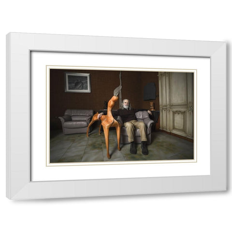 Il Levriero White Modern Wood Framed Art Print with Double Matting by Guerra, Pasquale
