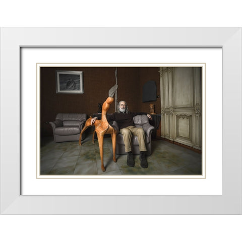 Il Levriero White Modern Wood Framed Art Print with Double Matting by Guerra, Pasquale