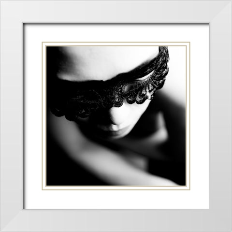 Face White Modern Wood Framed Art Print with Double Matting by Kondo, Masami