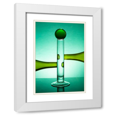 Green Glass 16 White Modern Wood Framed Art Print with Double Matting by Yakubovitch, Azriel