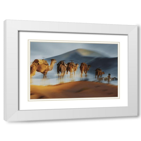 Caravane White Modern Wood Framed Art Print with Double Matting by Halperin, Gabrielle