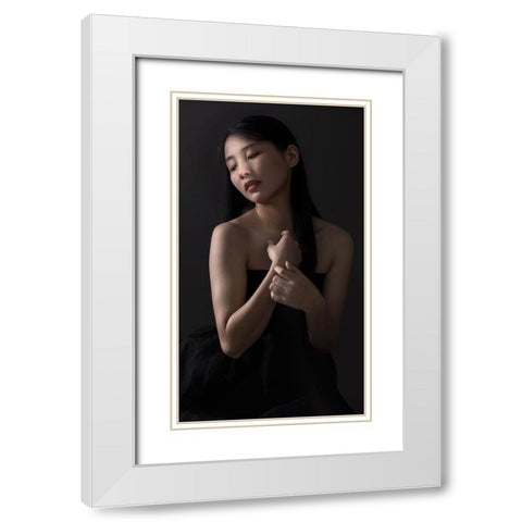Taciturnus White Modern Wood Framed Art Print with Double Matting by E Ong, S