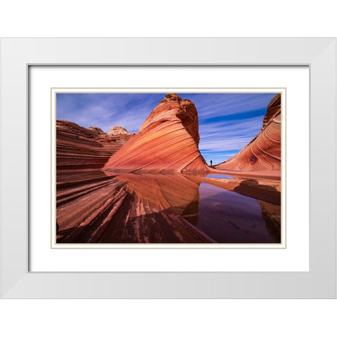 Orange Yellow Blue White ...Nature Lines. White Modern Wood Framed Art Print with Double Matting by Xu, Kevin