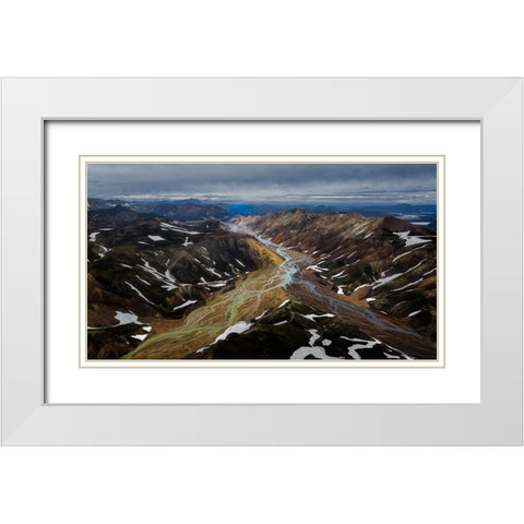 Iceland RIVer To White Modern Wood Framed Art Print with Double Matting by Bian, James