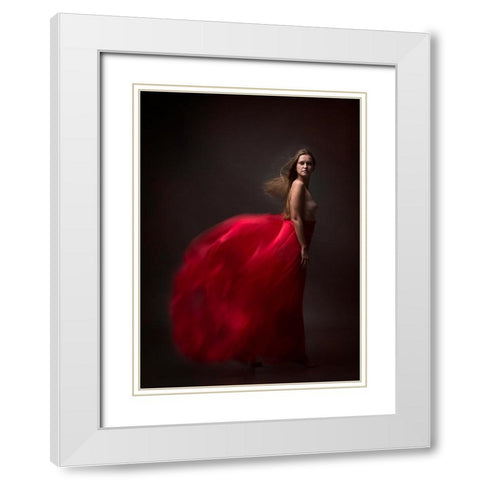 Red With The Wind. White Modern Wood Framed Art Print with Double Matting by Raskin, Moris