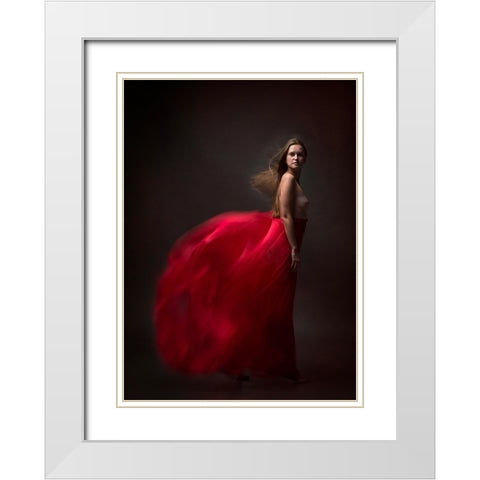 Red With The Wind. White Modern Wood Framed Art Print with Double Matting by Raskin, Moris