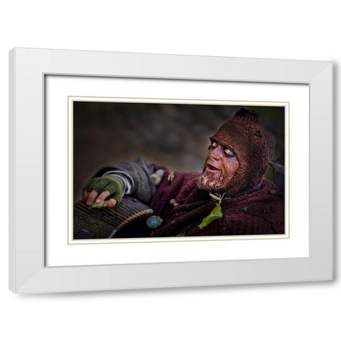 Beggar White Modern Wood Framed Art Print with Double Matting by Chang, Jiangping