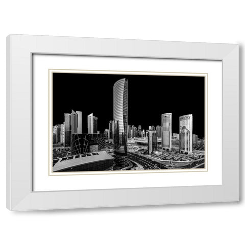 City Absolute Black White Modern Wood Framed Art Print with Double Matting by Allam, Abdelkader
