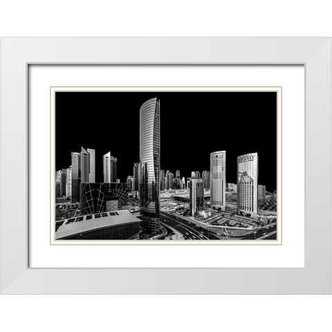 City Absolute Black White Modern Wood Framed Art Print with Double Matting by Allam, Abdelkader
