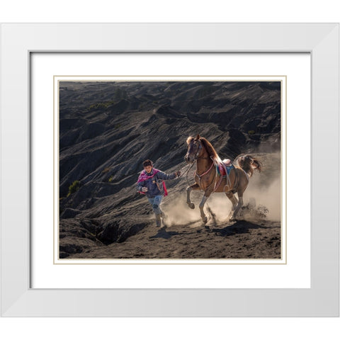 Run White Modern Wood Framed Art Print with Double Matting by Mikael, Fira