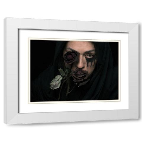 Silence White Modern Wood Framed Art Print with Double Matting by Nour Mohahammadi, Roya