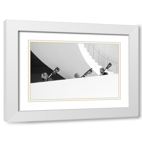 Trio White Modern Wood Framed Art Print with Double Matting by Groleau, Michel