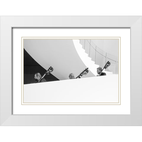 Trio White Modern Wood Framed Art Print with Double Matting by Groleau, Michel