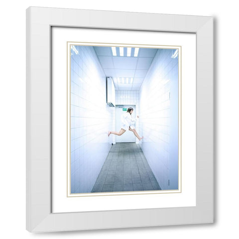 Fallow The Sign White Modern Wood Framed Art Print with Double Matting by Allmaier, Michael