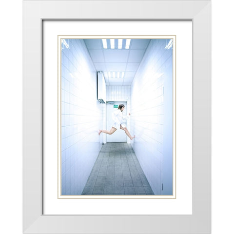 Fallow The Sign White Modern Wood Framed Art Print with Double Matting by Allmaier, Michael