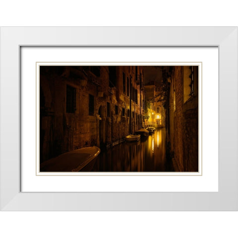 Venice At Night White Modern Wood Framed Art Print with Double Matting by Maier, Norbert