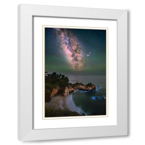 Milky Mcway Falls White Modern Wood Framed Art Print with Double Matting by Li, Sophia