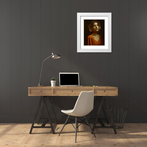 Sadaf White Modern Wood Framed Art Print with Double Matting by Shiki, Shizuo