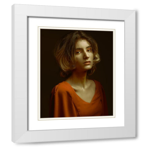 Sadaf White Modern Wood Framed Art Print with Double Matting by Shiki, Shizuo