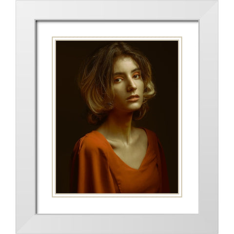Sadaf White Modern Wood Framed Art Print with Double Matting by Shiki, Shizuo