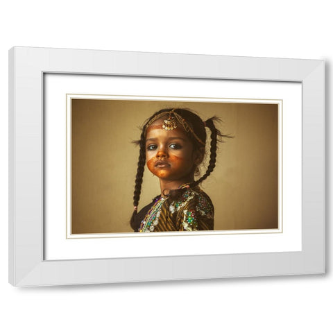 Look At A Girl White Modern Wood Framed Art Print with Double Matting by Al Maashari, Ziyad