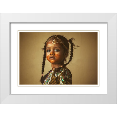 Look At A Girl White Modern Wood Framed Art Print with Double Matting by Al Maashari, Ziyad