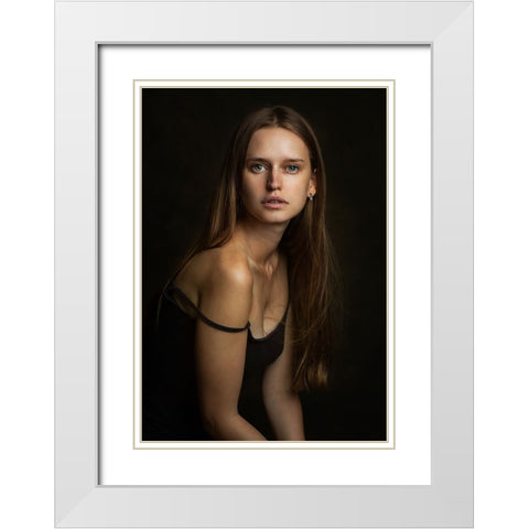 Natasha. White Modern Wood Framed Art Print with Double Matting by Rise, Zachar